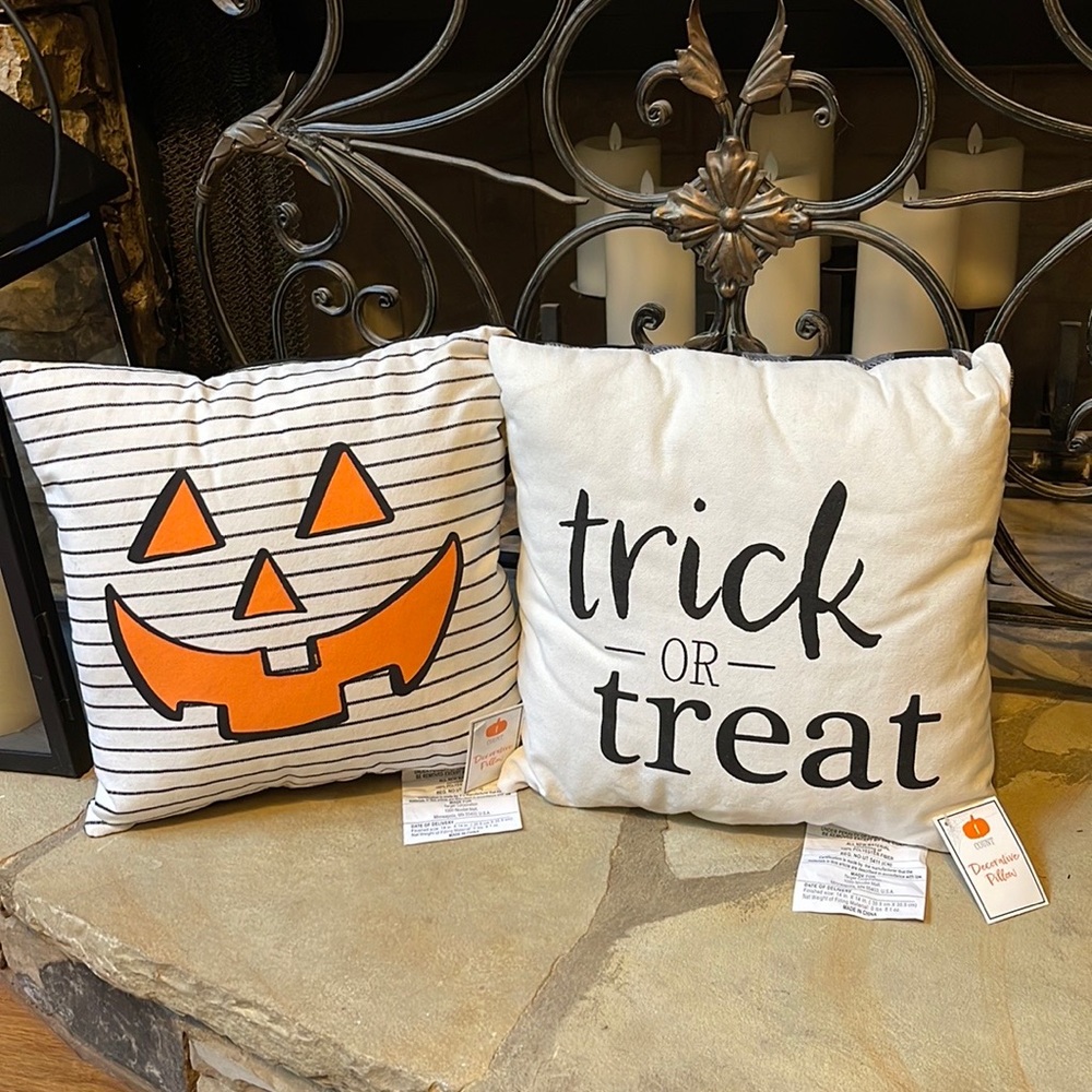 NWT Fall Halloween Pumpkin Decor Pillows 2 Piece Set